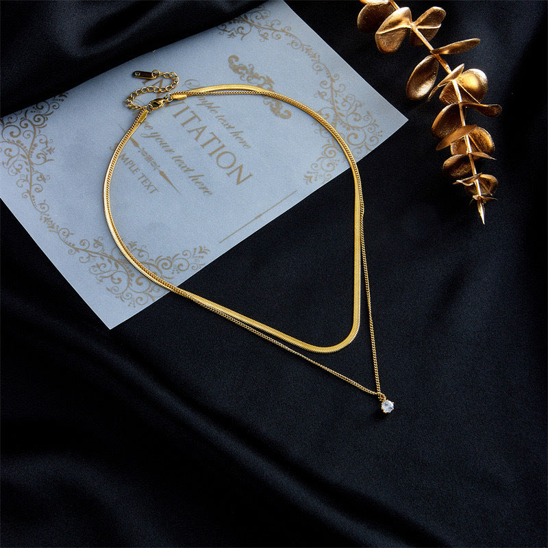 Layered Dual Chain Pendant Necklace Kalsten