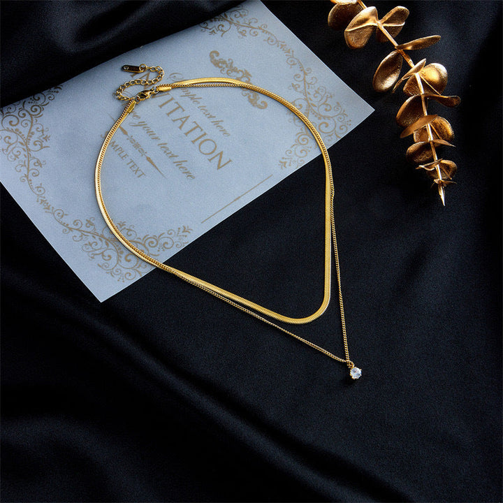 Layered Dual Chain Pendant Necklace Kalsten