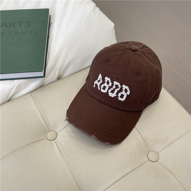 Women's Distressed Cotton Baseball Cap with Graphic Detailing Kalsten