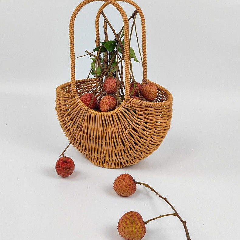 Women Elegant braided rattan basket with double handle Kalsten