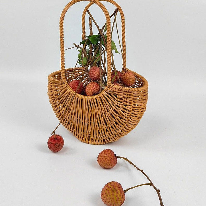 Women Elegant braided rattan basket with double handle Kalsten
