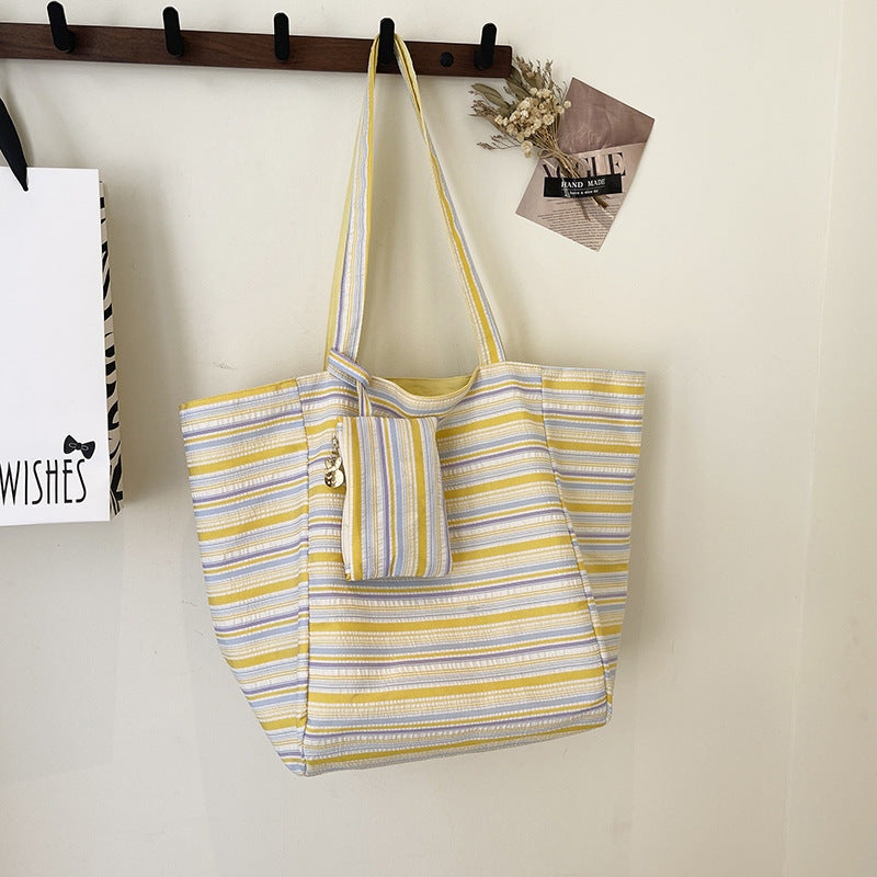 Spacious Wave Stripe Shopping Bag Kalsten