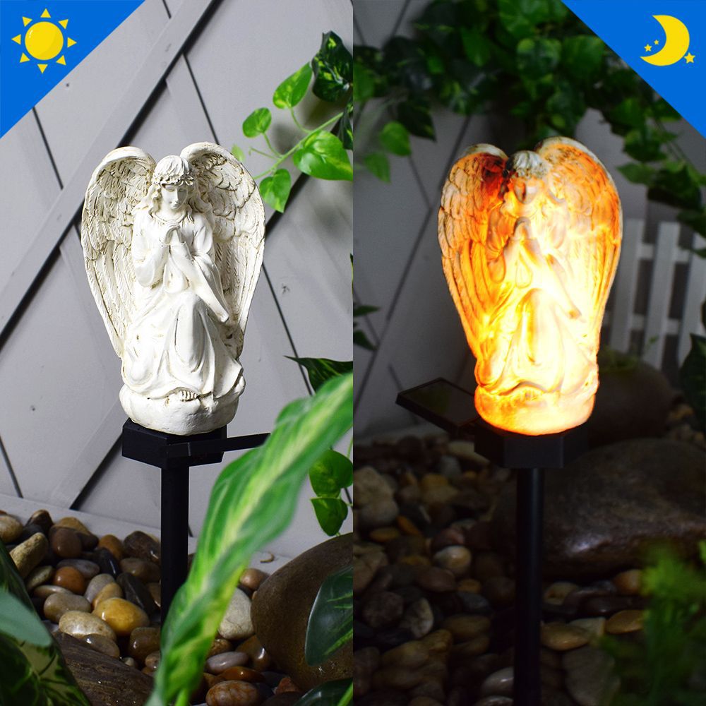 Decorative Solar Garden Stake Statue Resin Girl Figurine With Integrated Solar LED And Weatherproof Spike Kalsten