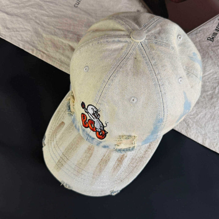 Women's Vintage-Inspired Distressed Embroidered Cap Kalsten