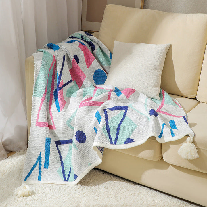 Aztec Patterned Knit Throw Blanket Kalsten
