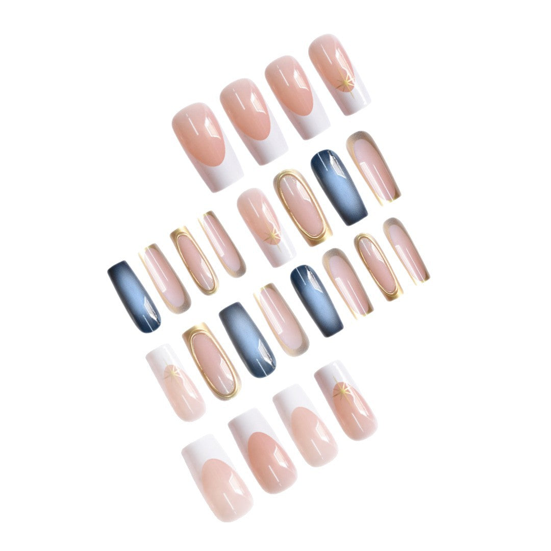 Elegant Ombre Press-On Nail Set with Gold Accents Acalora