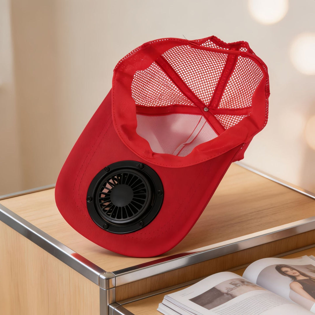 Ladies cooling cap with integrated solar fan Kalsten