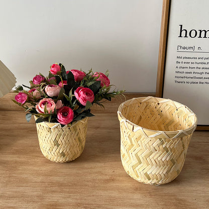 Handcrafted storage basket made of bamboo fiber Acalora