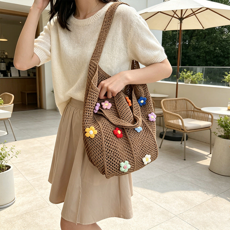 Floral Patterned Crochet Tote Bag Kalsten