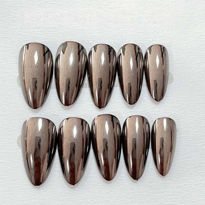 Glossy Black Stiletto Press-On Nails Kalsten