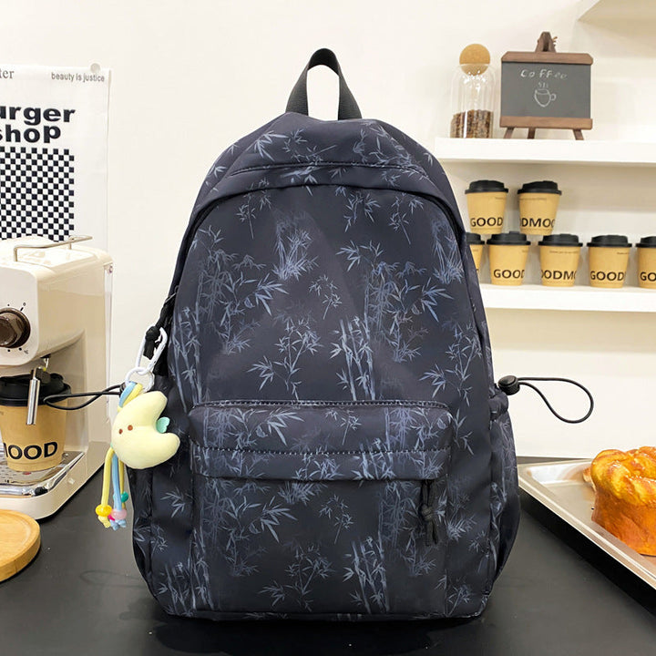 Lightweight Bamboo-Patterned School Backpack