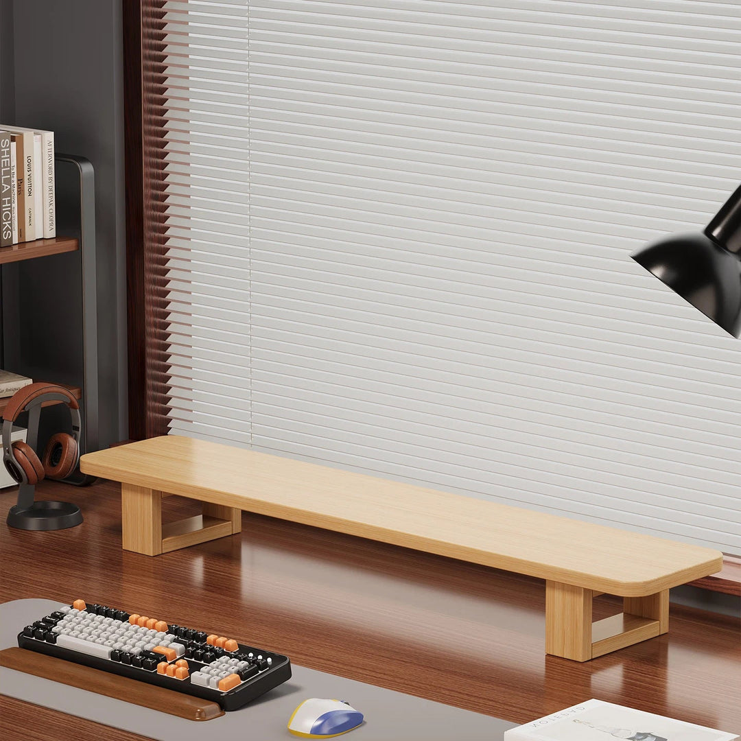 Modern Wooden Monitor Stand with Cable Management Kalsten