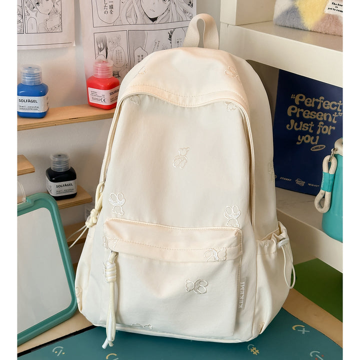 Cute Character Embroidered School Backpack