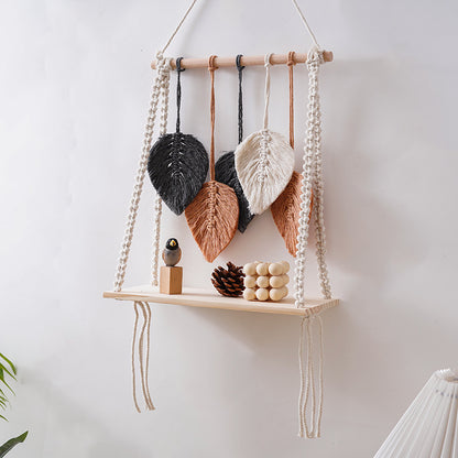 Bohemian Macrame Leaf Art Display Shelf Acalora