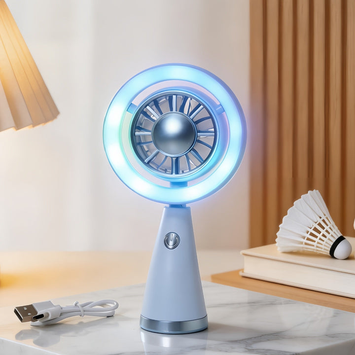 Women Portable RGB Hand Fan with USB Charging Function Kalsten