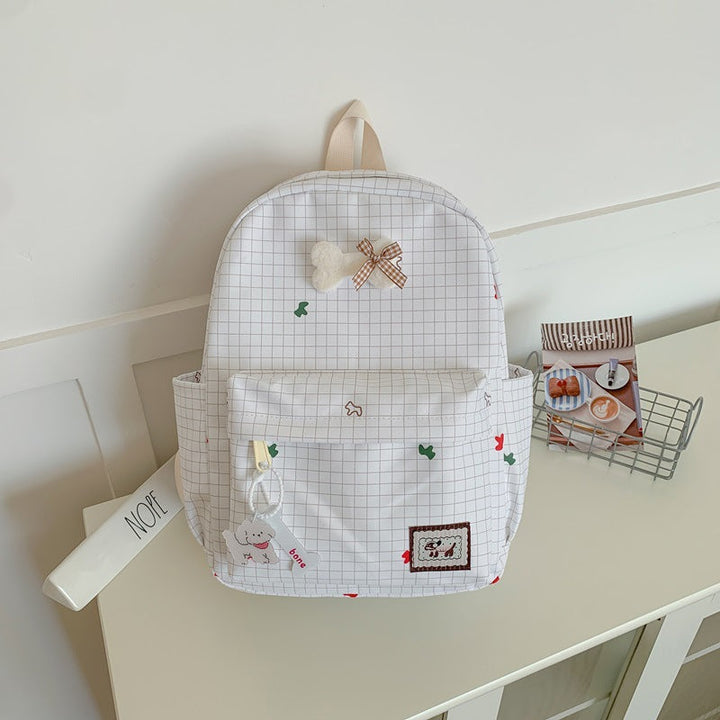 Adorable Character-Themed Grid School Backpack