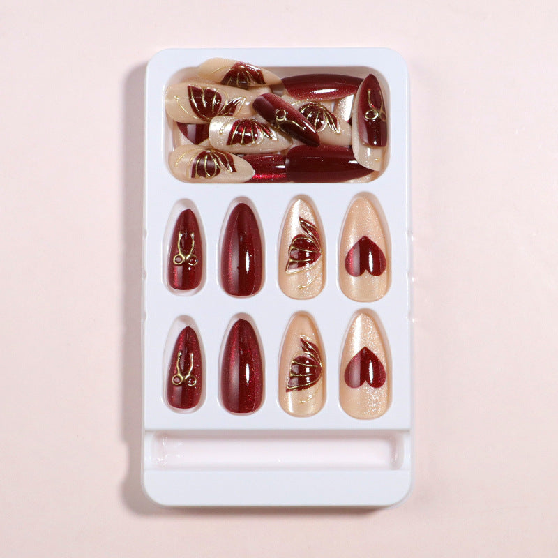 Artistic Heart-Accented Press-On Nail Set Kalsten