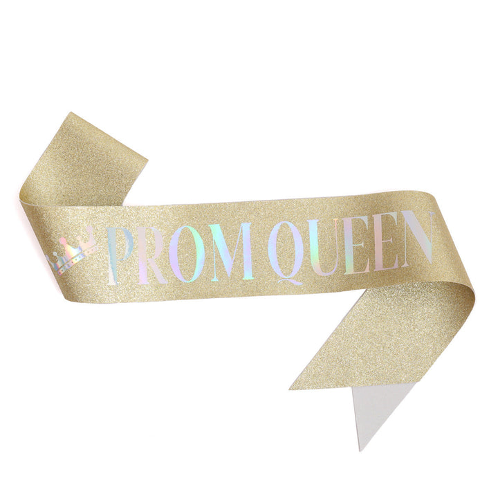 Ladies festive satin sash with holographic print Kalsten