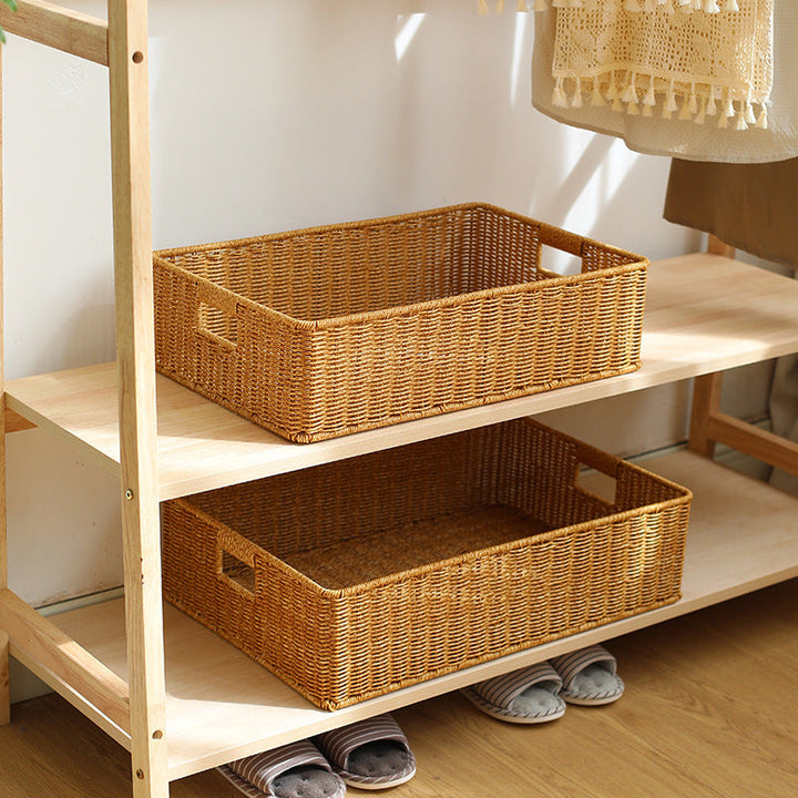 Handwoven Rectangular Storage Basket with Cut-Out Handles Kalsten