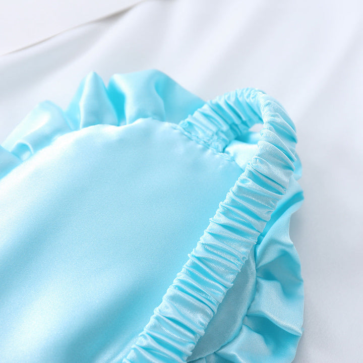 Women's nan satin-gloss eye mask with ergonomic contour, frilled ruffle edge, and gentle padding Kalsten