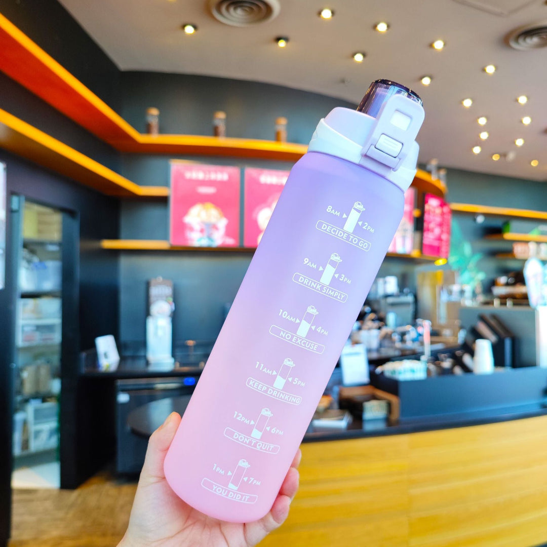 Women's Motivational Water Bottle with Unique Time Marking and Secure Closure Kalsten