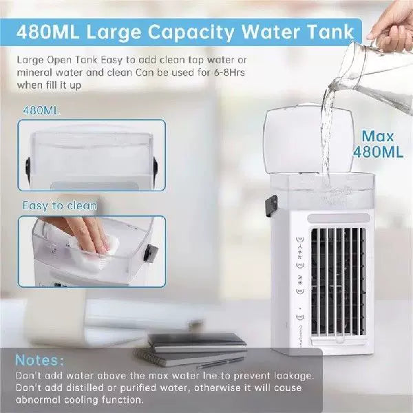Unisex One Size Micro Desktop Evaporative Cooler with Replaceable Activated Carbon Cooling Pad USB Powered Adjustable Louvers Kalsten