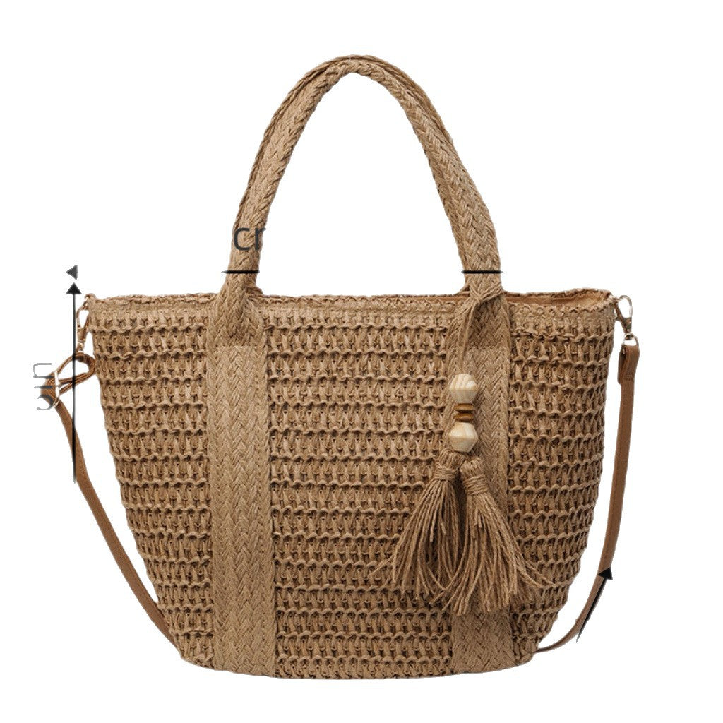Braided tote bag with tassels and leather details Kalsten
