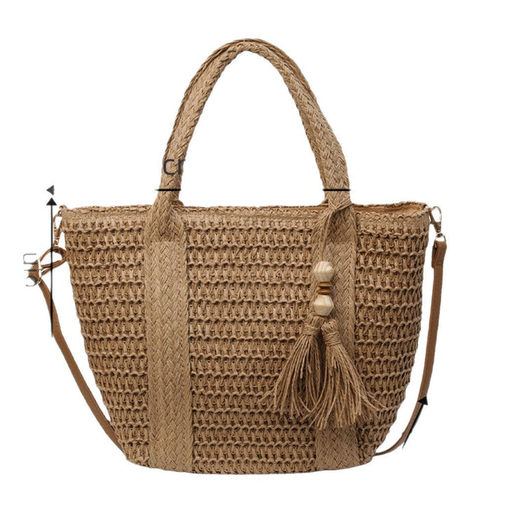 Braided tote bag with tassels and leather details Kalsten