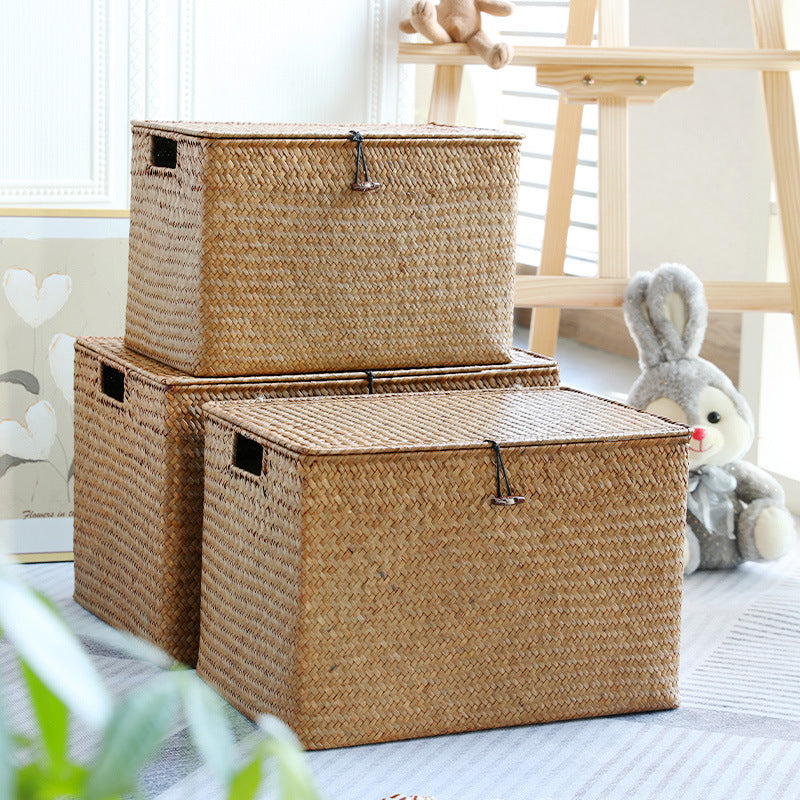 Rectangular Woven Storage Chest with Lid Kalsten