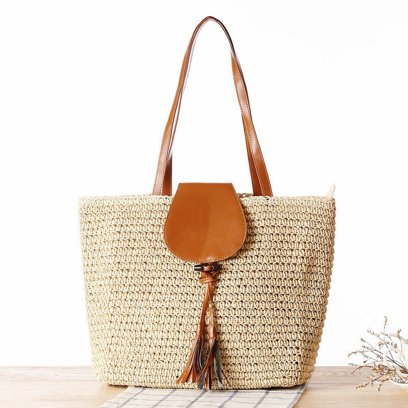 Elegant basket bag with leather accents Kalsten