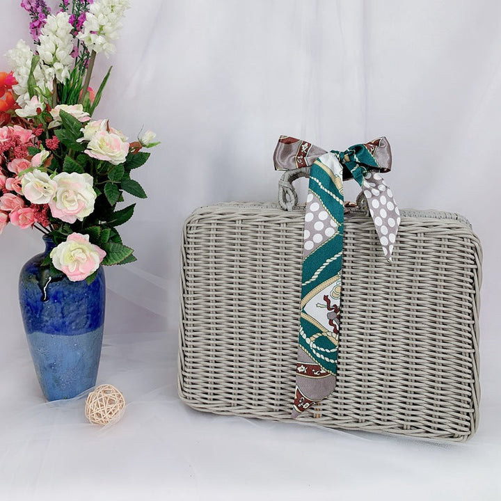 Women's braided handbag with decorative silk ribbon Kalsten
