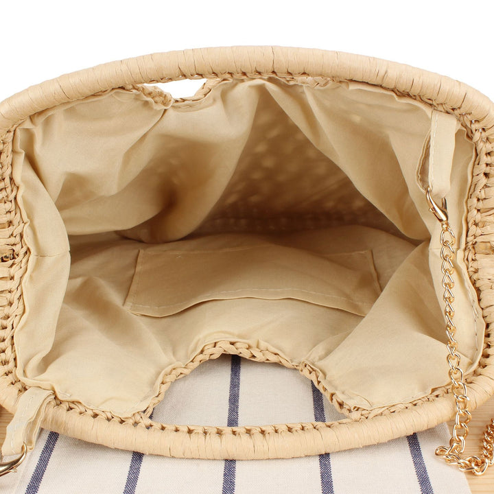 Fine straw shoulder bag with elegant chain accents Kalsten