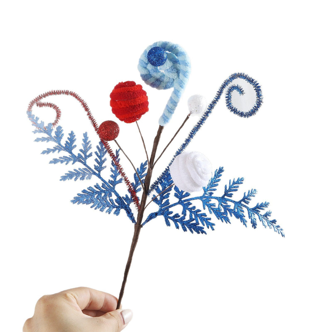 Unisex nan decorative floral pick with padded balls and glitter stars Kalsten