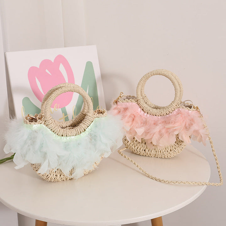 Elegant Basket Bag with Delicate Feather Details Kalsten