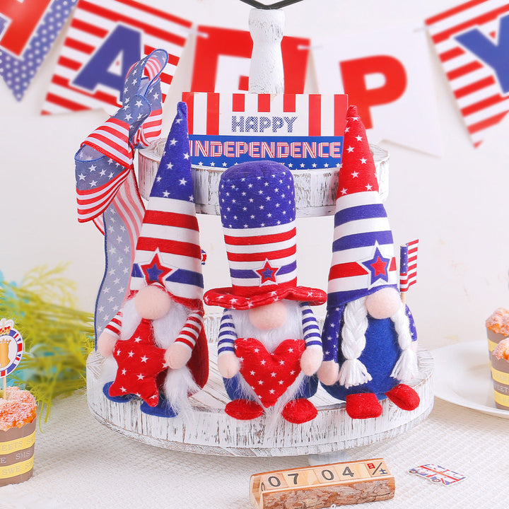 Unisex nan Patriotic Americana Decorative Gnome Plush Set with Star-Spangled Hats Kalsten