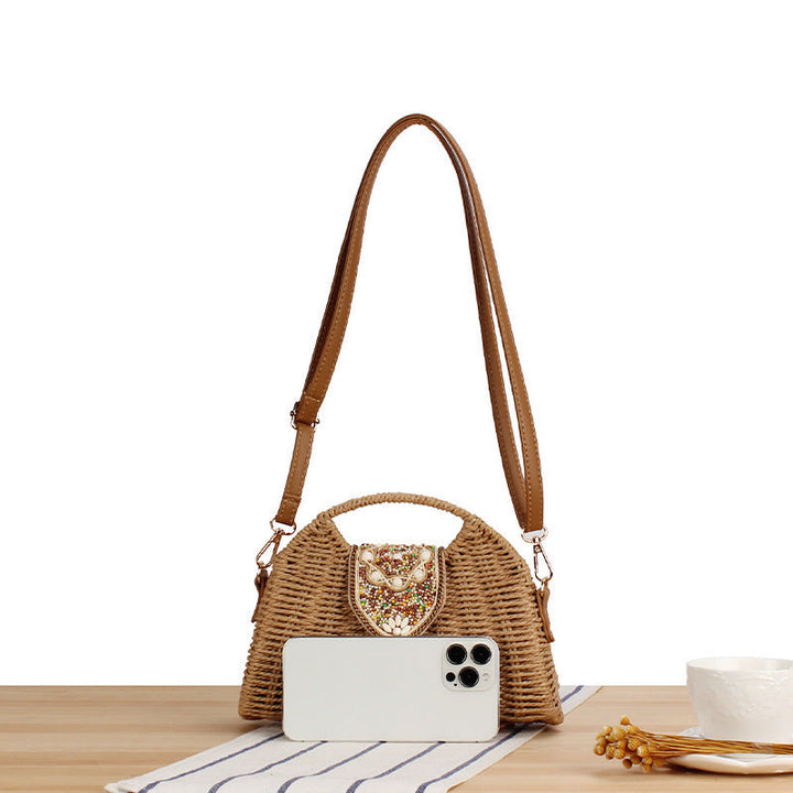 Elegant basket bag with unique closure Kalsten