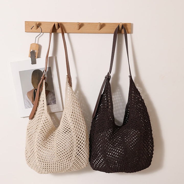 Casual mesh tote bag with adjustable leather strap Kalsten