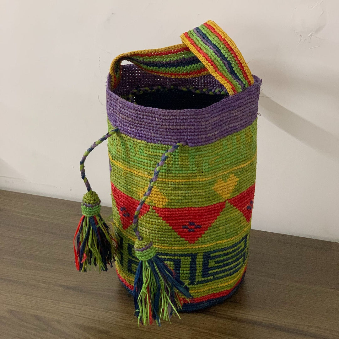 Handmade tote bag with colorful tassels Kalsten