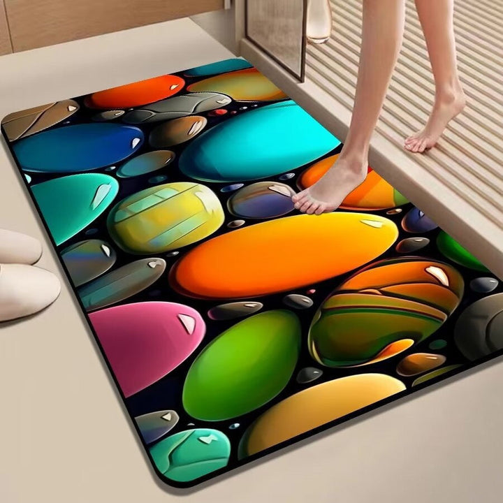 Colorful Pebble-Themed Floor Mat Kalsten