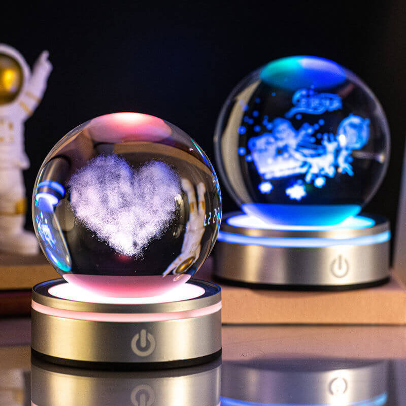 Creative 3D Inner Carving Luminous Crystal Ball Colorful Gradient Small Night Lamp Home Decorations Gifts Selection | Kalsten