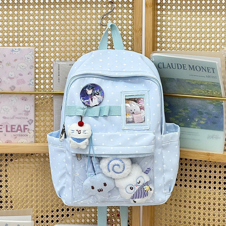 Graphic Print Transparent Pocket School Backpack