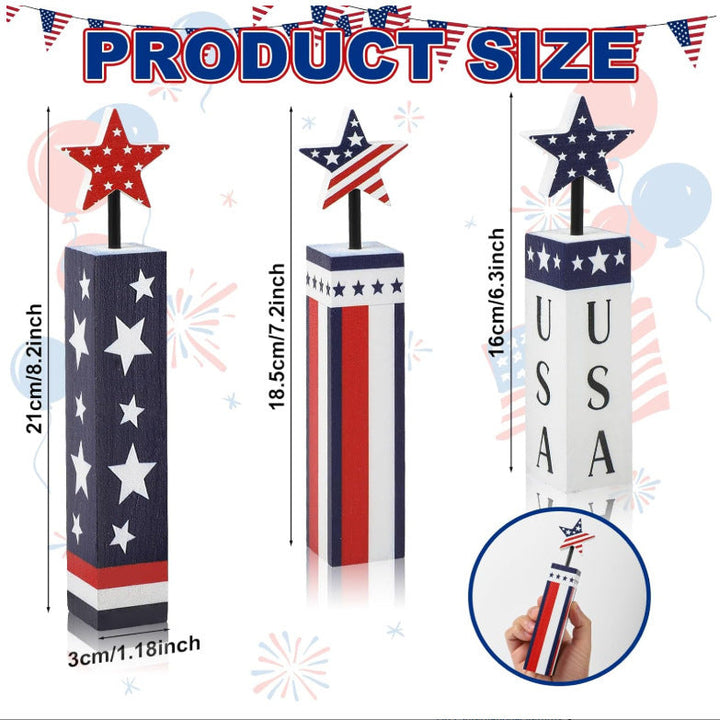 Unisex nan rustic wood column decoration set with hand-painted star toppers in shabby chic Kalsten