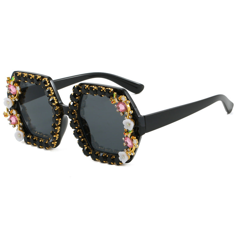 Women's extravagant hexagon sunglasses with crystal embellishment Kalsten