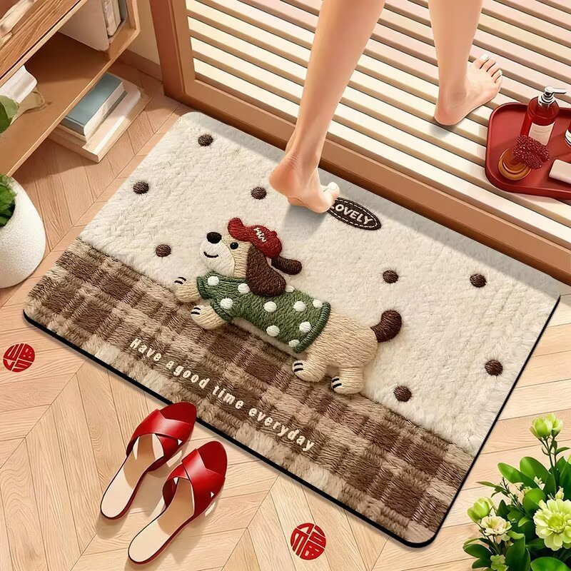 Cute Puppy-Themed Plush Bath Mat Acalora