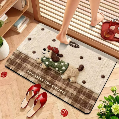 Cute Puppy-Themed Plush Bath Mat Acalora