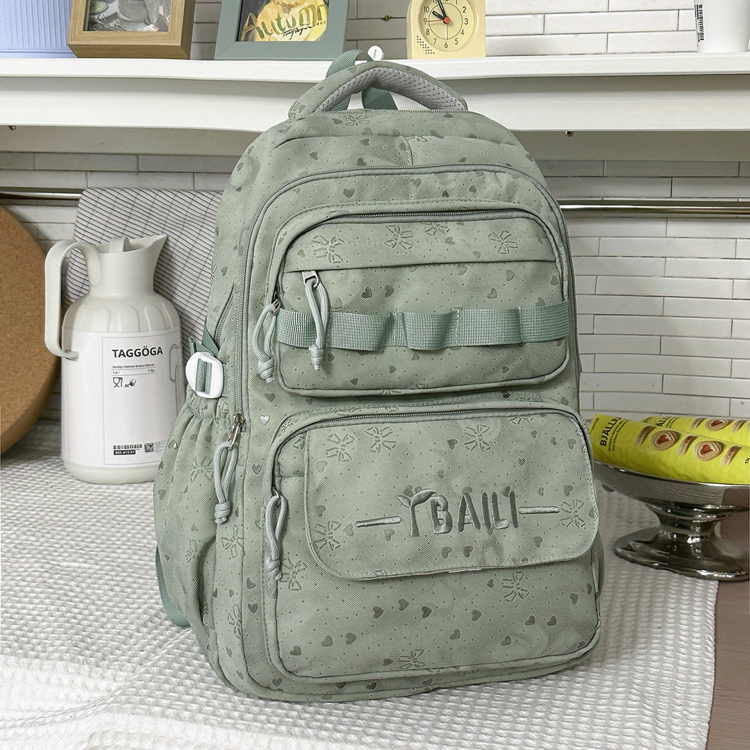 Multi-Compartment Textured School Backpack