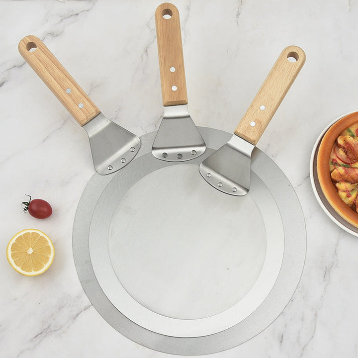 thin stainless steel round pizza peel with wooden handle Kalsten