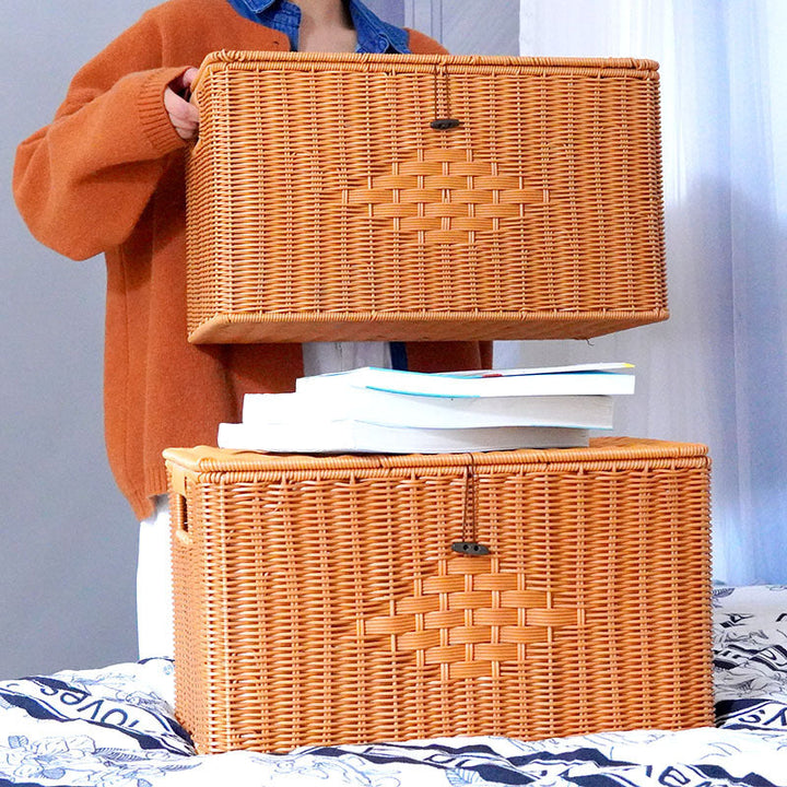 Women rectangular laundry basket made of woven material Kalsten
