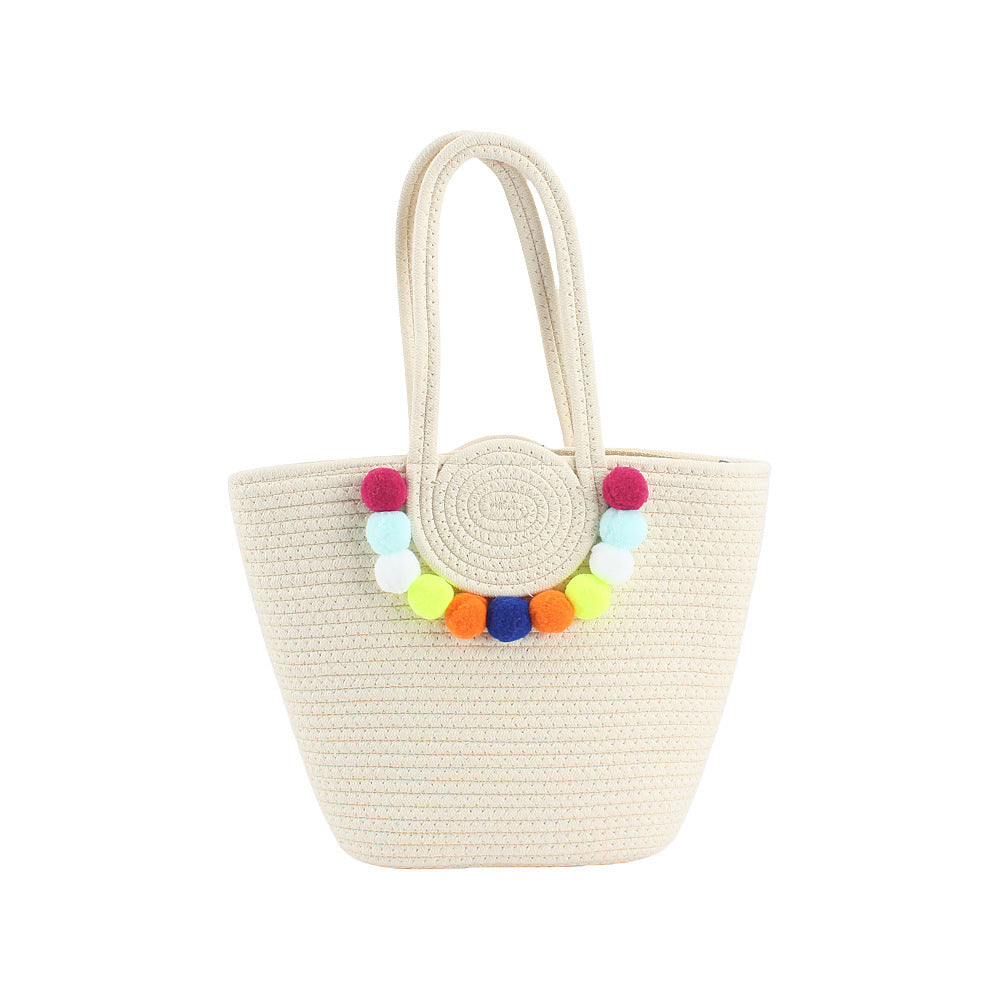 Beach bag with cheerful pom poms Kalsten