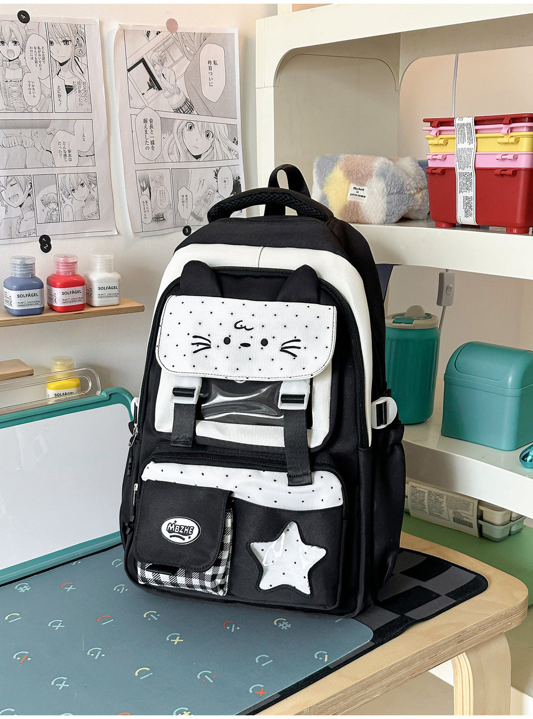 Cute Character-Themed Multi-Pocket School Backpack